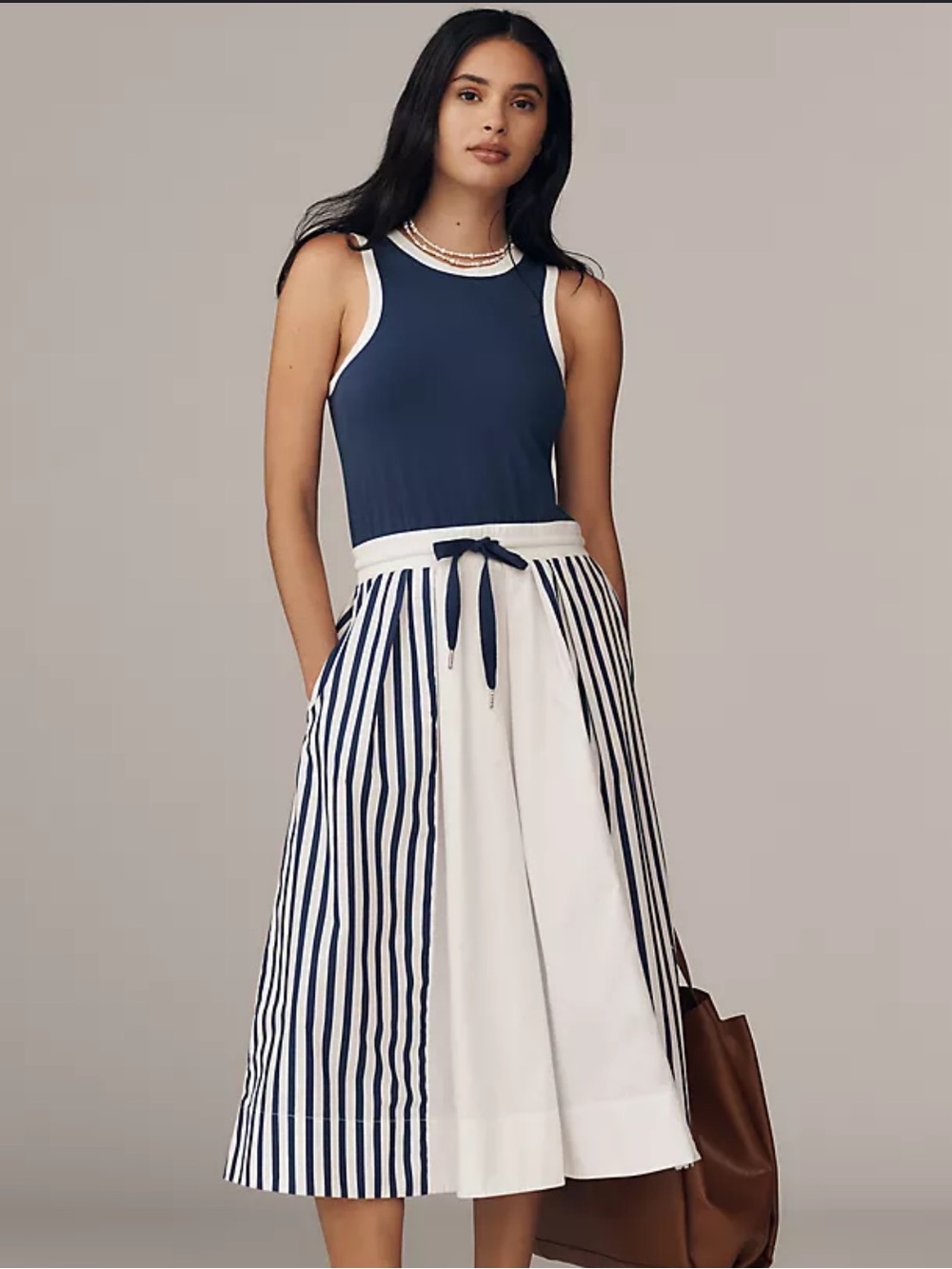 Anthropologie Daily Practice Sleeveless Drawstring Midi Dress